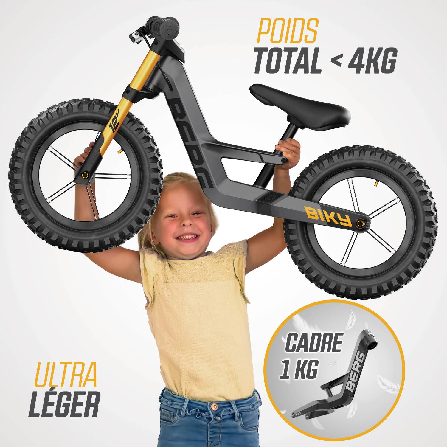 Berg - Vélo d'équilibre Biky Cross gris avec frein à mains 2-5 ans, BERG - Image 2