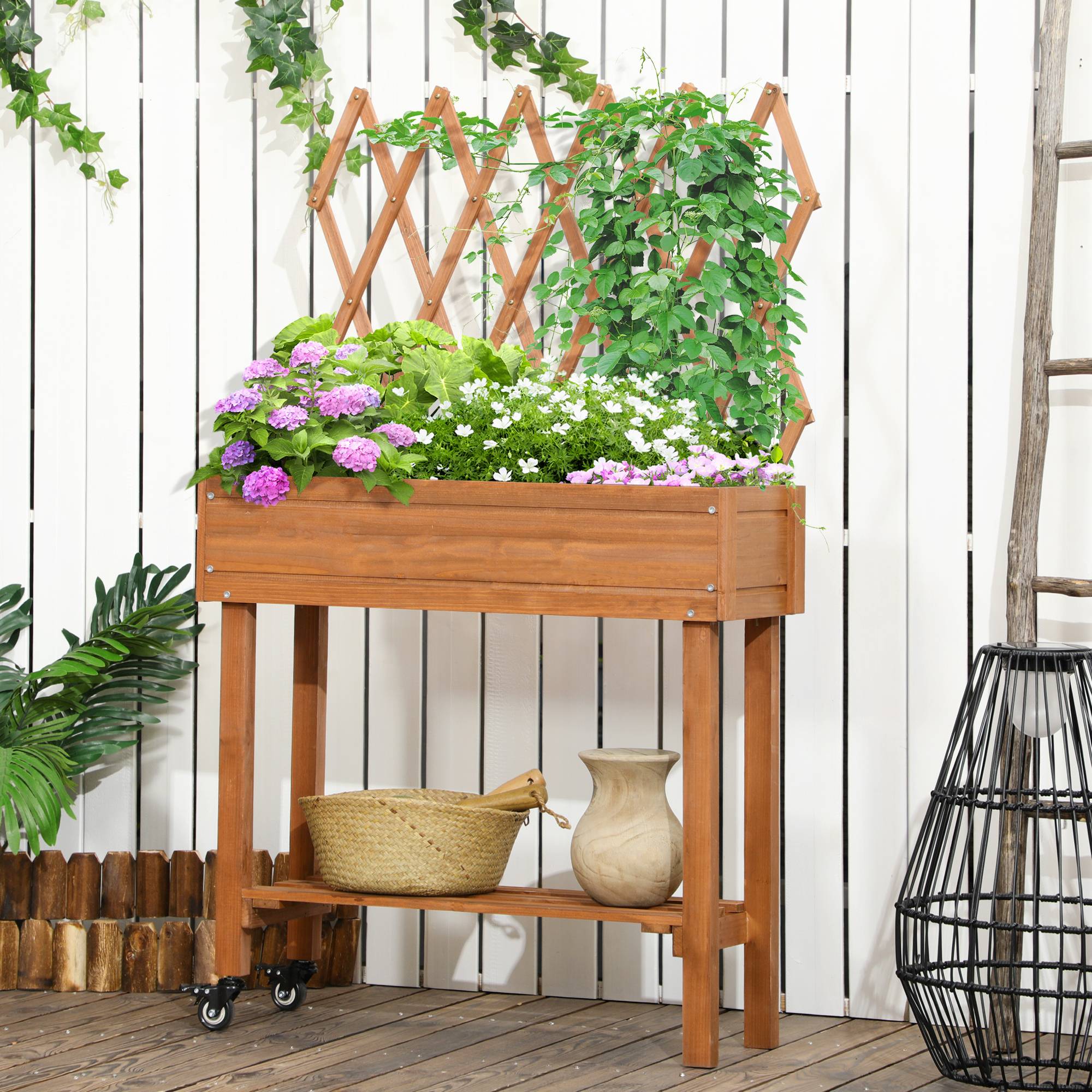 Carré potager bois marron 79 x 29 x 130 cm - PANGIVO - Image 4