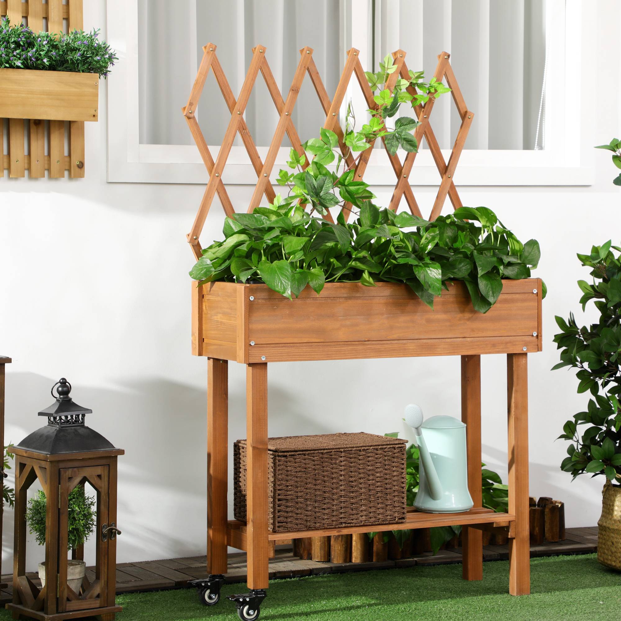 Carré potager bois marron 79 x 29 x 130 cm - PANGIVO - Image 3