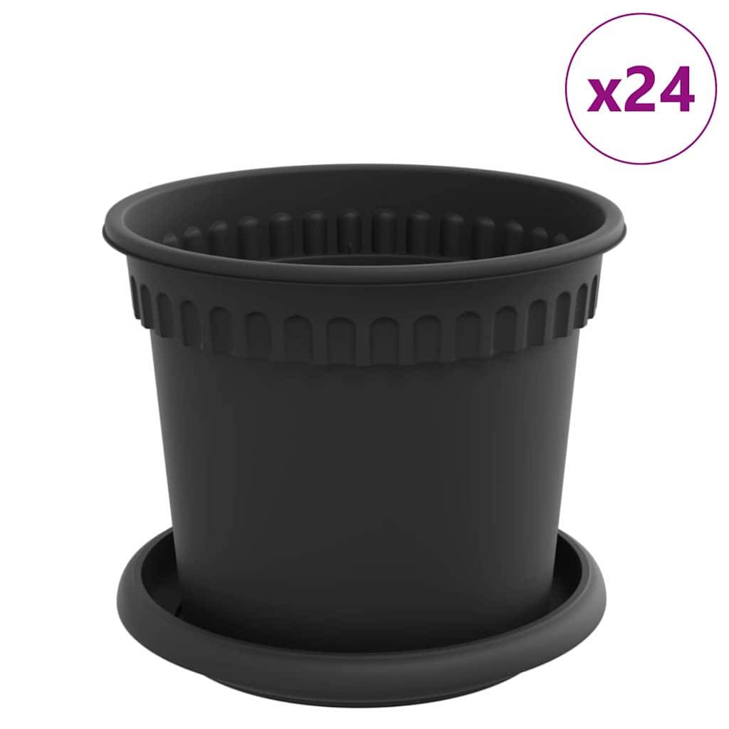 Vidaxl - Pots de plantes 24 pc Noir Plastique vidaXL 3403267 - Image 2