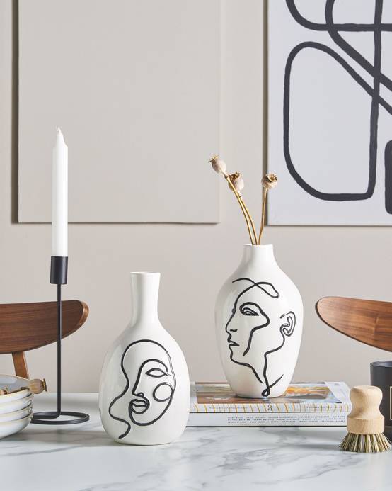 Vase Décoratif à Fleurs en Céramique Blanche 23 cm de Hauteur Accessoire Tendance pour Salon ou Chambre Moderne et Scandinave Beliani - Image 2