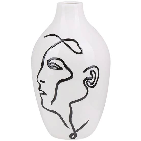 Vase Décoratif à Fleurs en Céramique Blanche 23 cm de Hauteur Accessoire Tendance pour Salon ou Chambre Moderne et Scandinave Beliani - Image 1