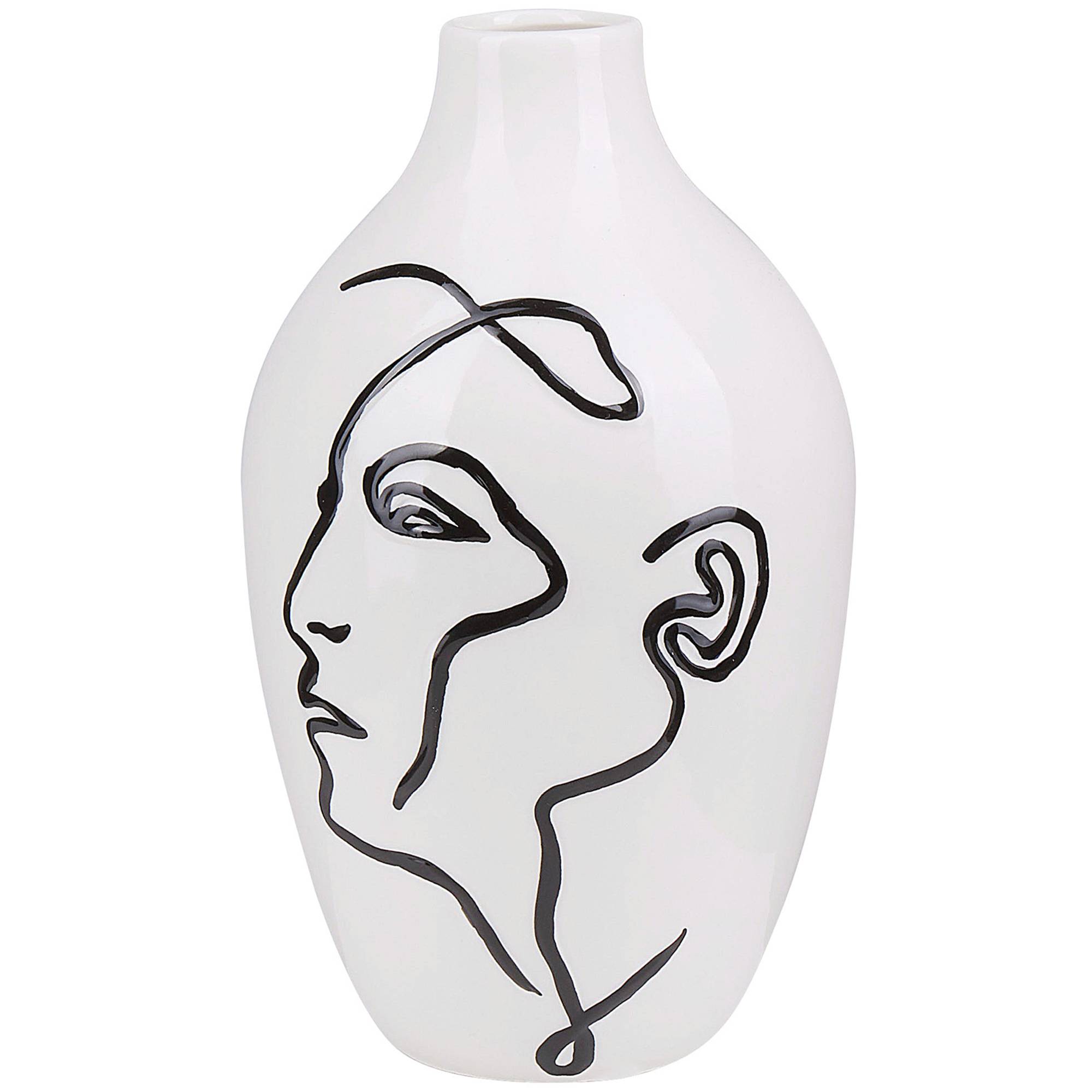 Vase Décoratif à Fleurs en Céramique Blanche 23 cm de Hauteur Accessoire Tendance pour Salon ou Chambre Moderne et Scandinave Beliani - Image 1