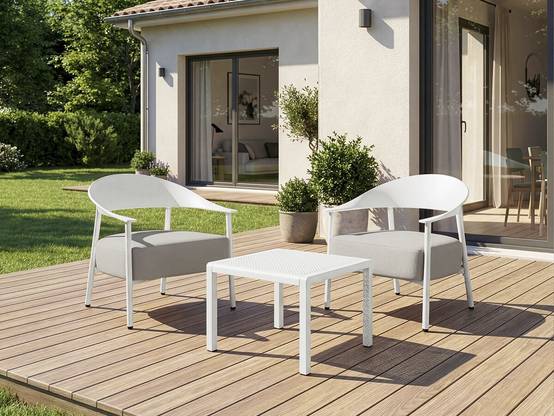 Salon De Jardin En Métal Et Plastique "céora" - 2 Places - Blanc -habitat Et Jardin - Image 2