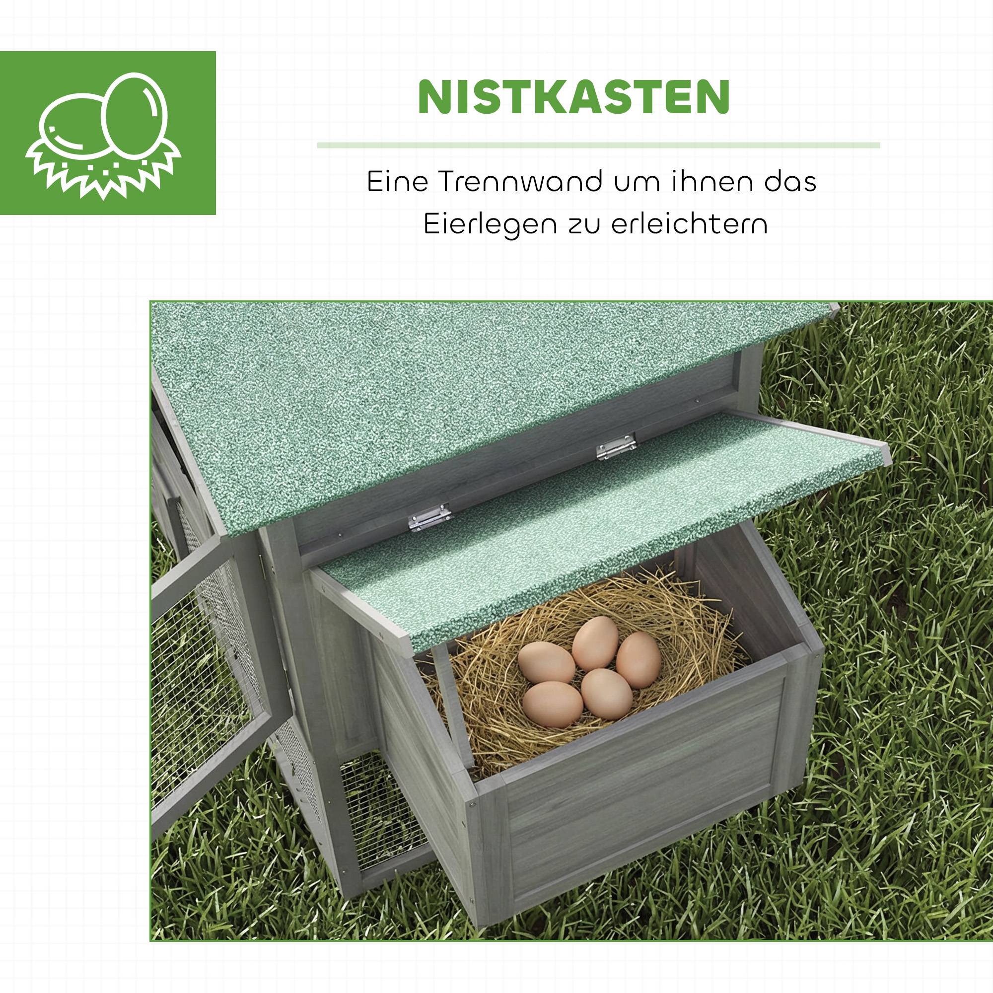 ComfortXL - Poulailler bois 168 x 75 x 103 cm gris avec enclos et pondoir pour petites volailles - ComfortXL Outdoor Living - Image 8