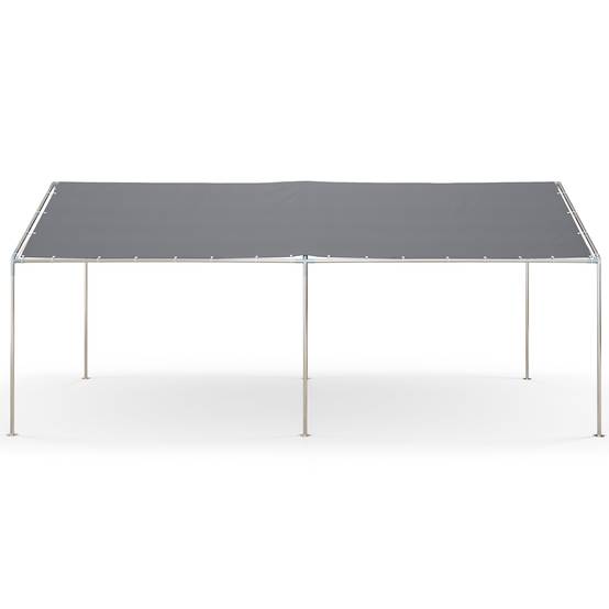 Carport Voiture Acier Extérieur Bâche Imperméable Double Pans 6x3m Gris - ComfortXL Outdoor Living - Image 2