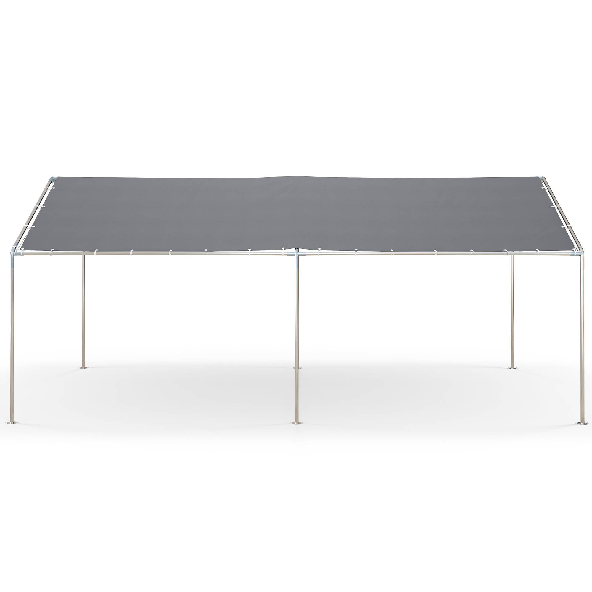 Carport Voiture Acier Extérieur Bâche Imperméable Double Pans 6x3m Gris - ComfortXL Outdoor Living - Image 2