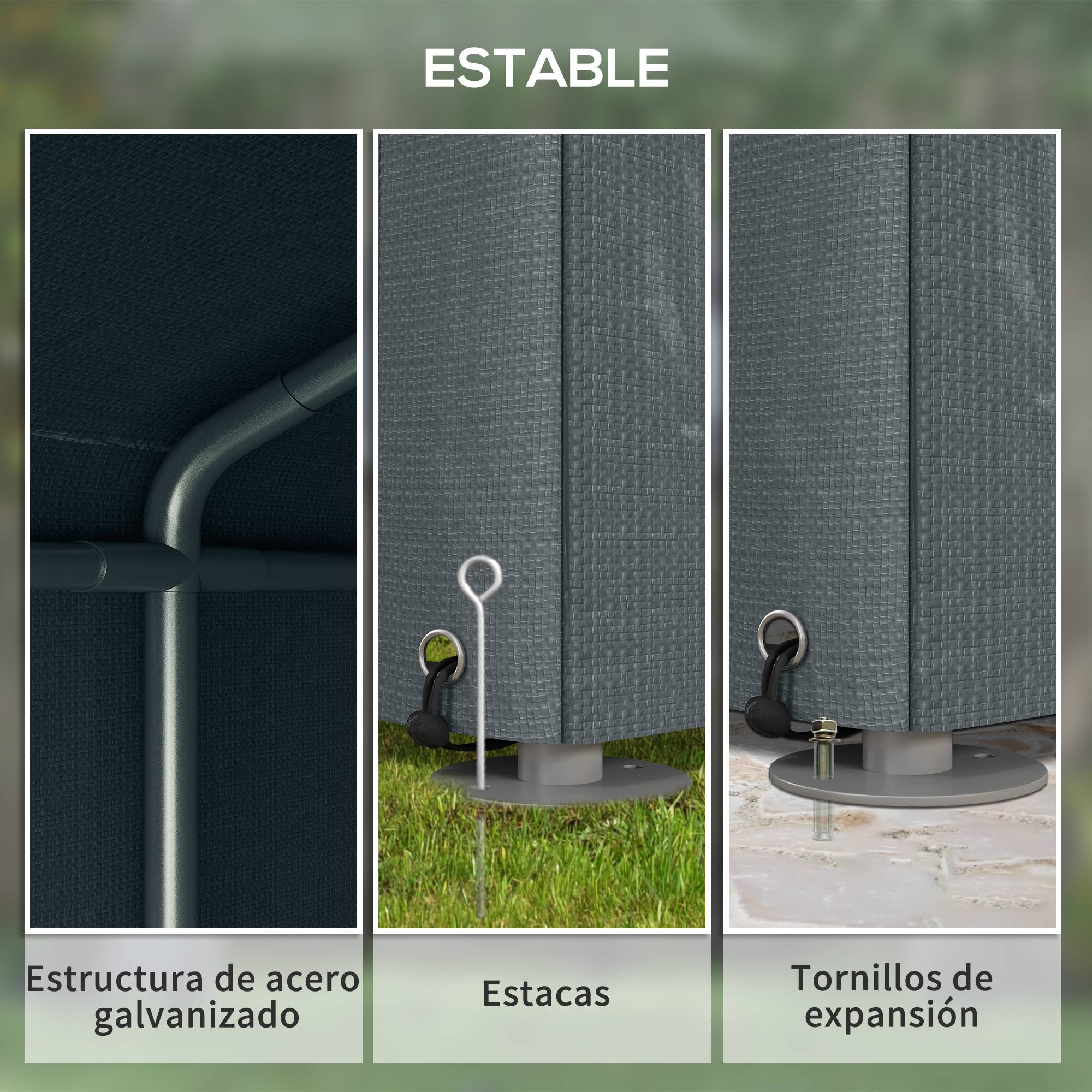 Abri à outils pour vélos et motos 1,6 x 2,2 x 1,7 m, 2 compartiments, porte zippée, imperméable, gris - Image 7