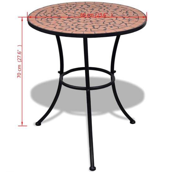 Table de jardin | Table de bistro Terre cuite 60 cm Mosaïque - Image 5