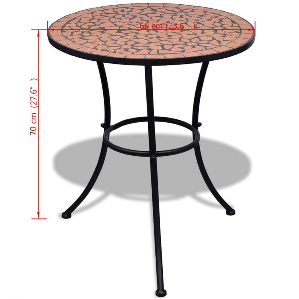 Table de jardin | Table de bistro Terre cuite 60 cm Mosaïque - Image 5