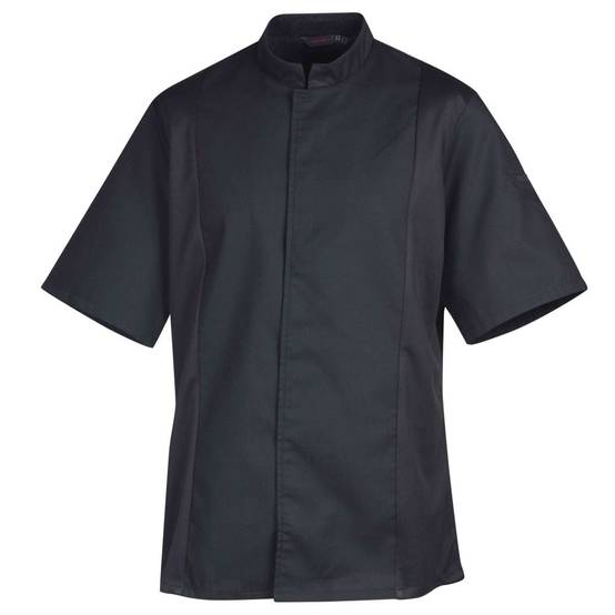 Veste de cuisine mixte col éponge manches courtes Robur Siaka Noir XL - Image 1