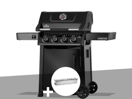 Napoleon - Barbecue gaz Freestyle 425 noir 4 brûleurs avec porte et brûleurs inox + Boitier pour fumage - Napoléon - Image 1