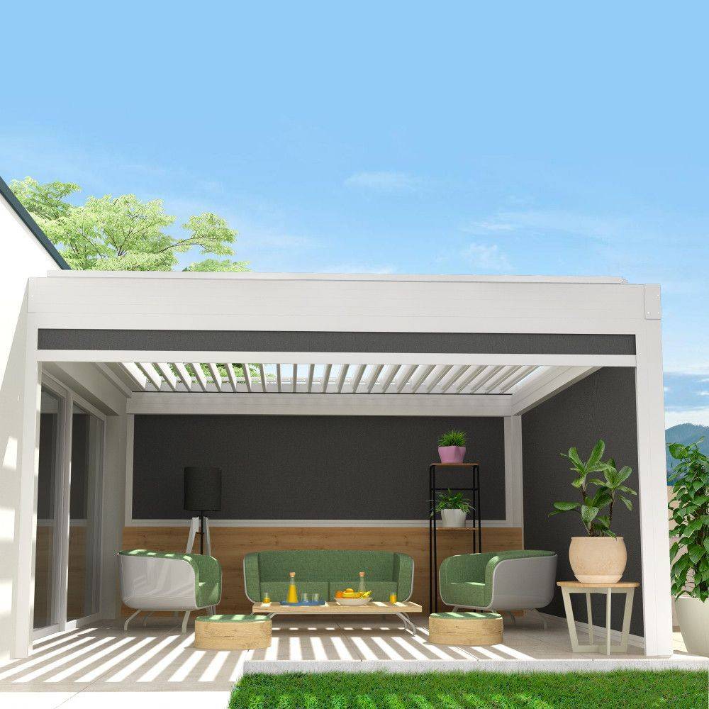 Intersun - Coffre à coulisses pour pergola SPINELLE 2,50x2,50 M (Motorisé à Télécommande - Blanc - Gris Graphite) - INTERSUN - Image 1