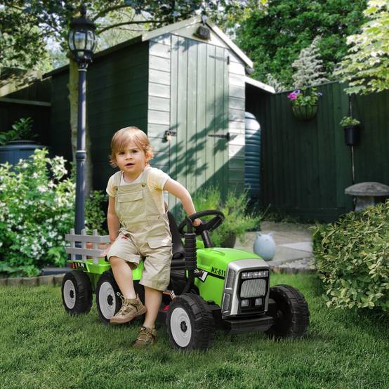 Tracteur électrique avec remorque amovible, pour enfants de 3 à 6 ans avec télécommande MP3 musique affichage lumières - Image 4