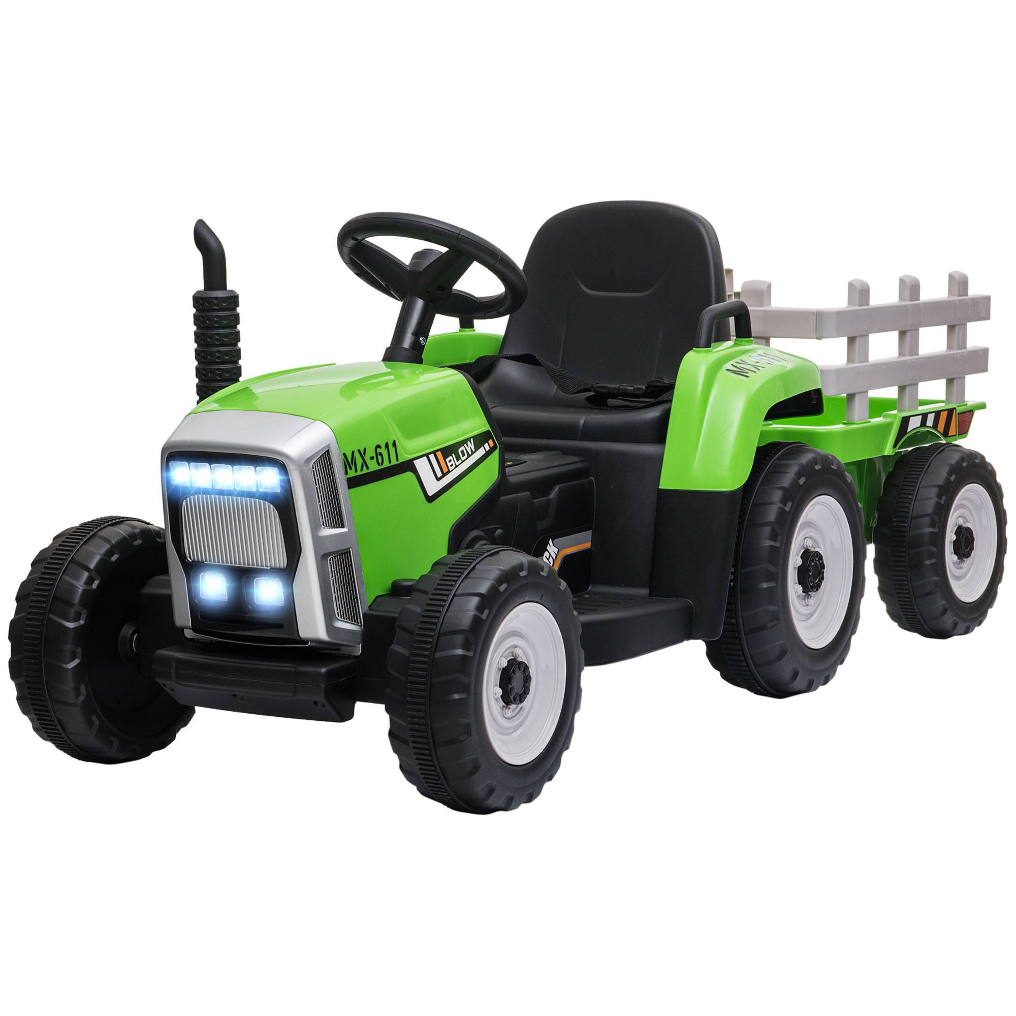 Tracteur électrique avec remorque amovible, pour enfants de 3 à 6 ans avec télécommande MP3 musique affichage lumières - Image 2