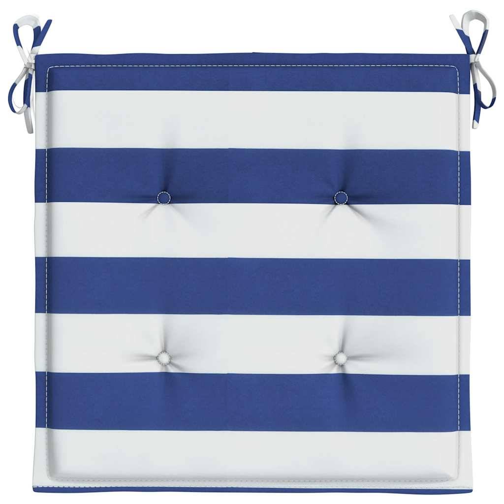 Coussins de chaise de jardin polyester rayures bleues et blanches 50 x 50 x 4 cm, poids:1.25kg - PANGIVO - Image 6