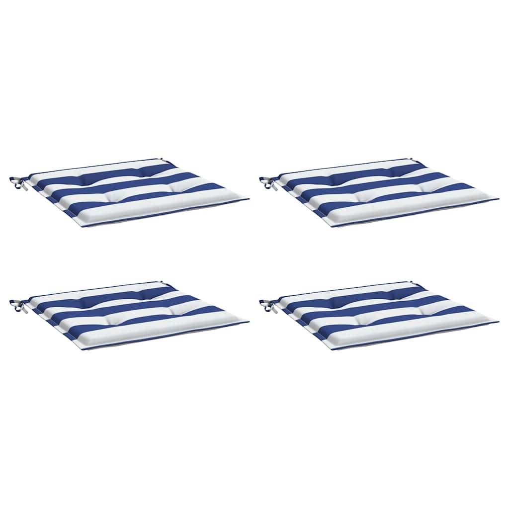 Coussins de chaise de jardin polyester rayures bleues et blanches 50 x 50 x 4 cm, poids:1.25kg - PANGIVO - Image 3