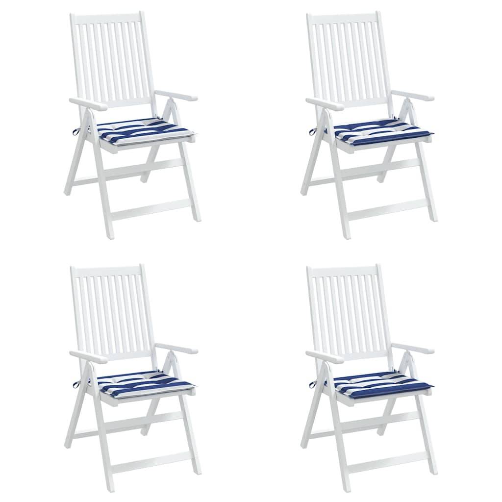 Coussins de chaise de jardin polyester rayures bleues et blanches 50 x 50 x 4 cm, poids:1.25kg - PANGIVO - Image 4