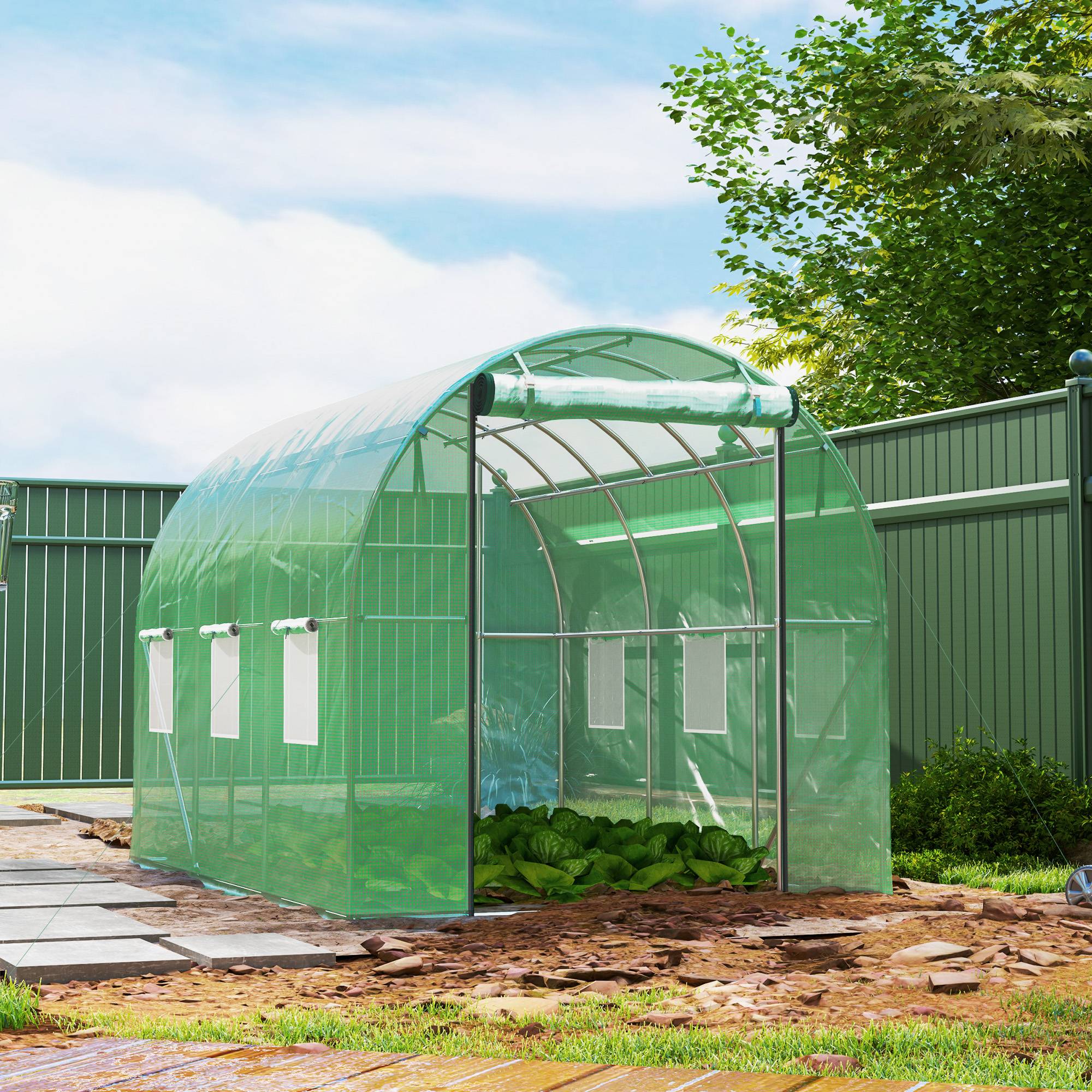 ComfortXL - Serre tunnel Acier galvanisé extérieur culture maraîchère 300x200x195cm Vert - ComfortXL Outdoor Living - Image 4