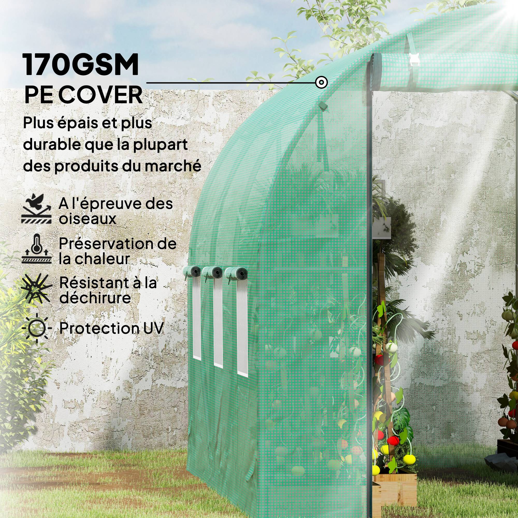 ComfortXL - Serre tunnel Acier galvanisé extérieur culture maraîchère 300x200x195cm Vert - ComfortXL Outdoor Living - Image 6