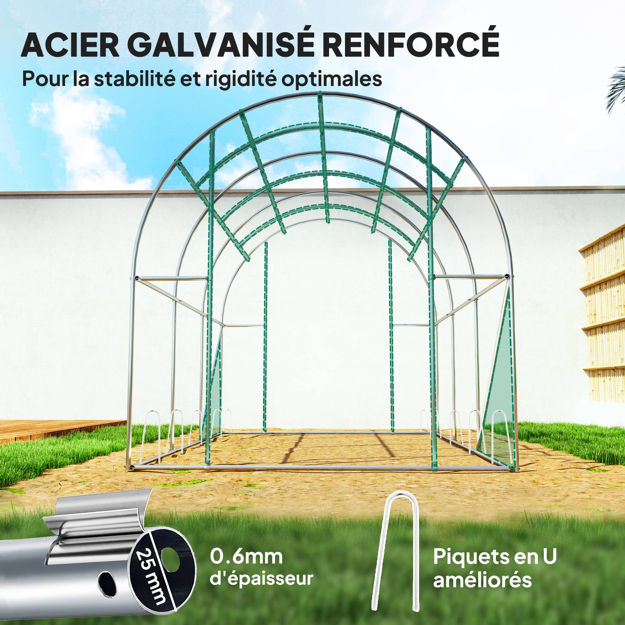 ComfortXL - Serre tunnel Acier galvanisé extérieur culture maraîchère 300x200x195cm Vert - ComfortXL Outdoor Living - Image 7