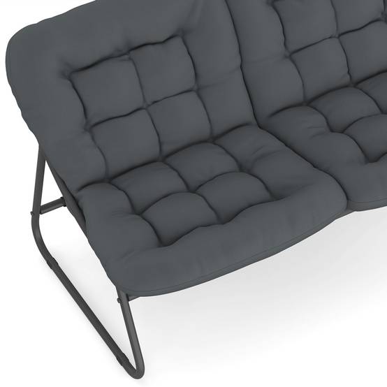 IDMARKET - Salon de jardin bas ARONA 4 places en acier gris anthracite et coussins gris avec canapé, fauteuils et table - Image 7