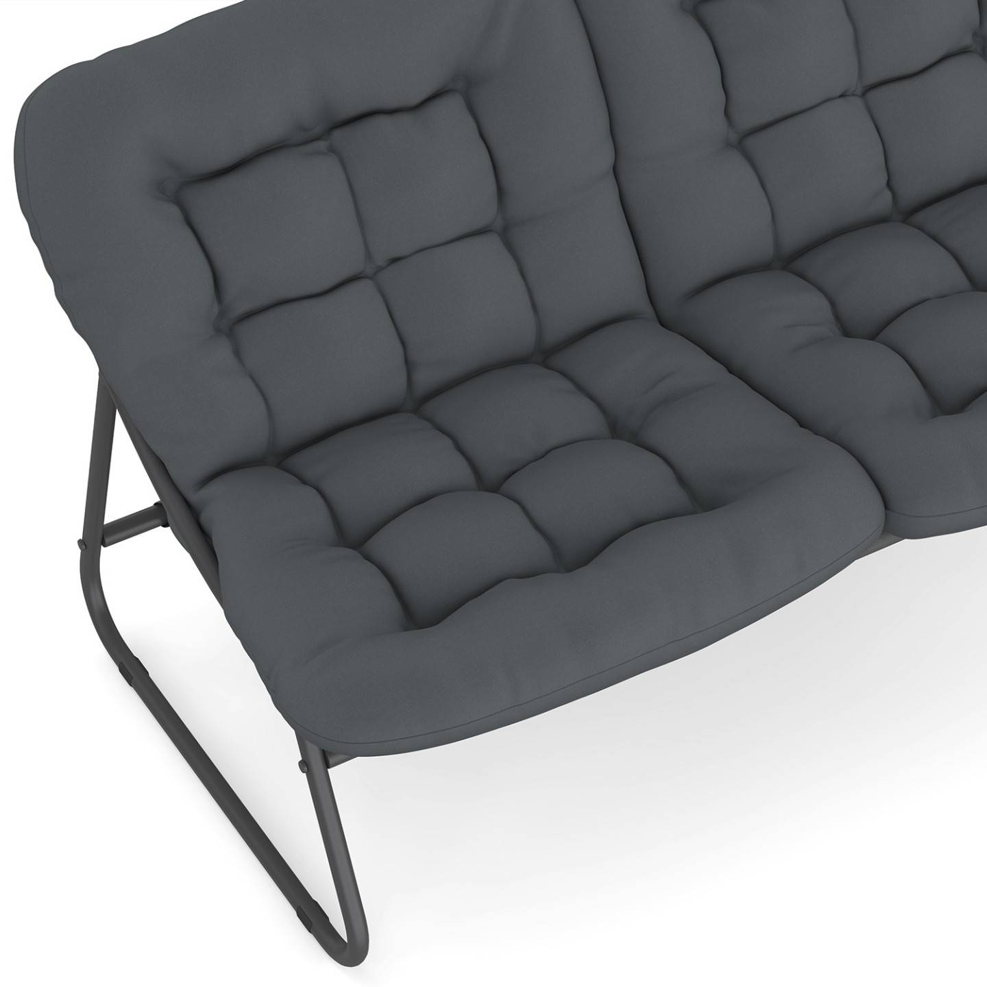IDMARKET - Salon de jardin bas ARONA 4 places en acier gris anthracite et coussins gris avec canapé, fauteuils et table - Image 7