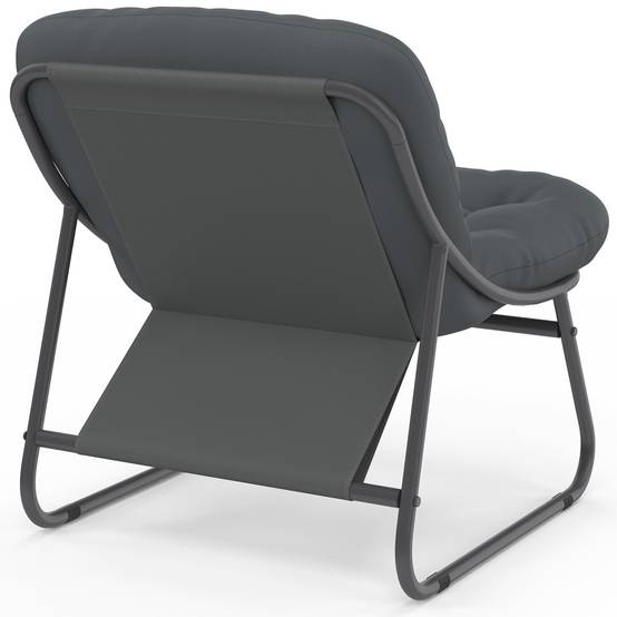 IDMARKET - Salon de jardin bas ARONA 4 places en acier gris anthracite et coussins gris avec canapé, fauteuils et table - Image 5