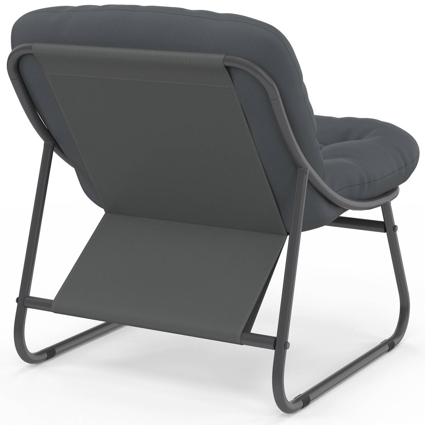 IDMARKET - Salon de jardin bas ARONA 4 places en acier gris anthracite et coussins gris avec canapé, fauteuils et table - Image 5