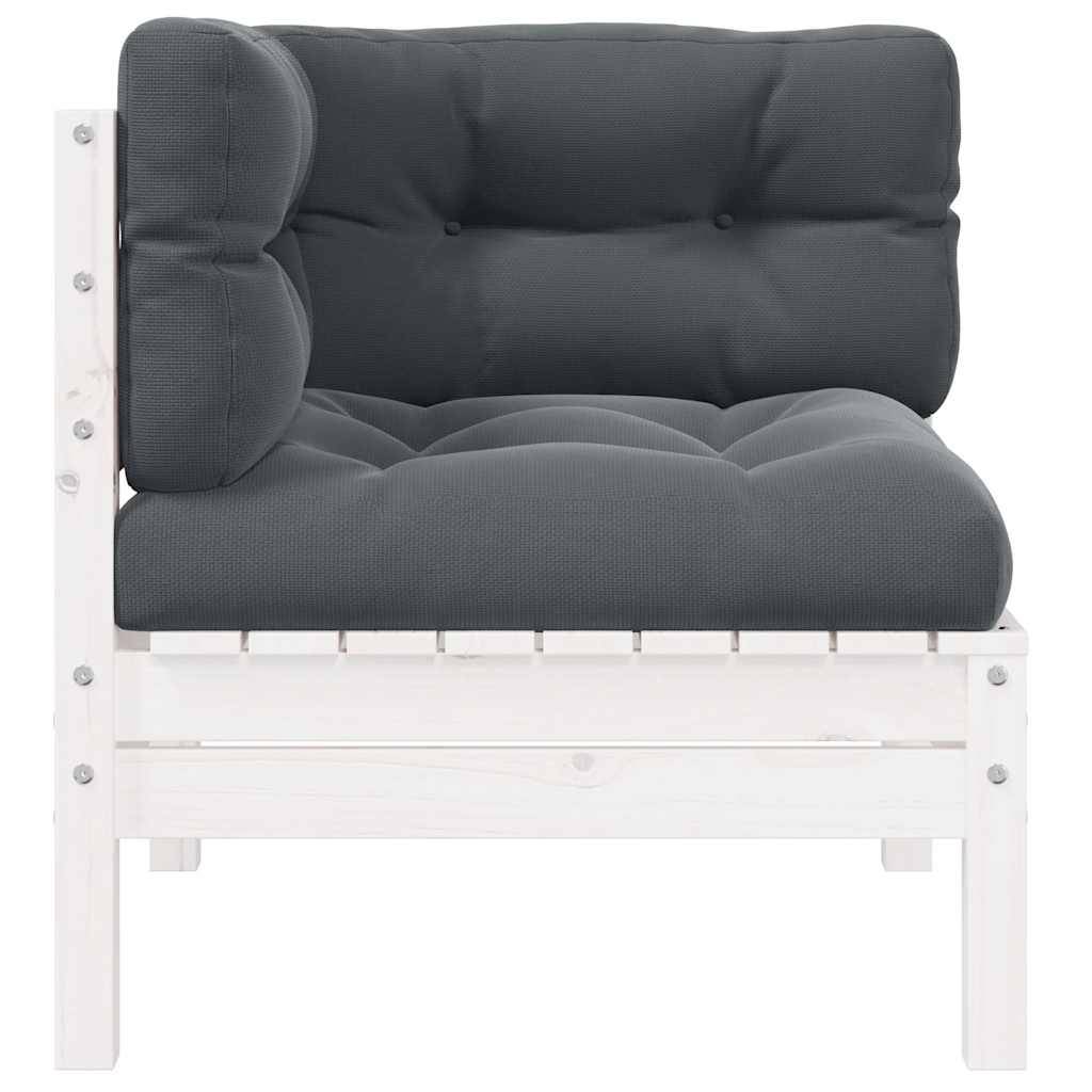 Vidaxl - Canapé d'angle de jardin avec coussins Blanc Bois de pin massif vidaXL 806629 - Image 2