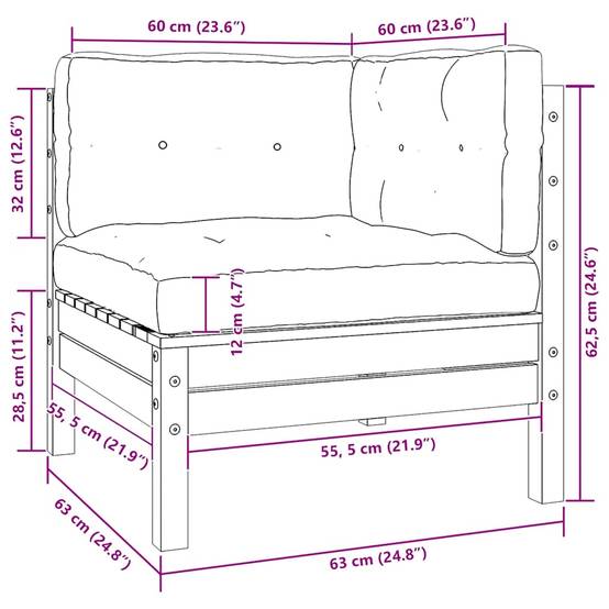 Vidaxl - Canapé d'angle de jardin avec coussins Blanc Bois de pin massif vidaXL 806629 - Image 3
