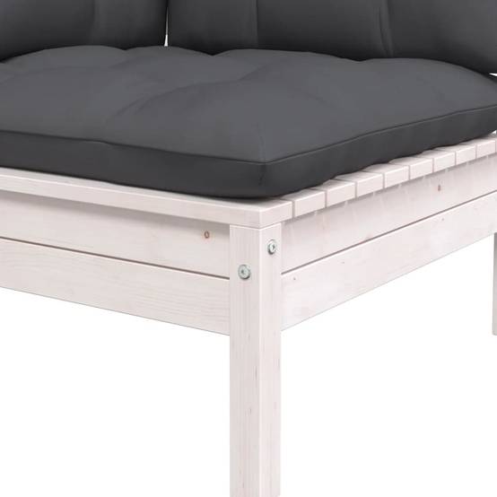 Vidaxl - Canapé d'angle de jardin avec coussins Blanc Bois de pin massif vidaXL 806629 - Image 5