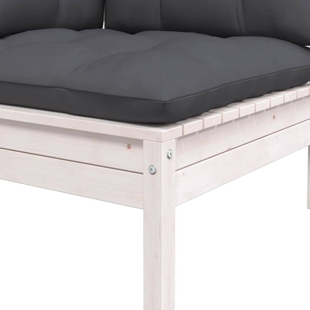 Vidaxl - Canapé d'angle de jardin avec coussins Blanc Bois de pin massif vidaXL 806629 - Image 4