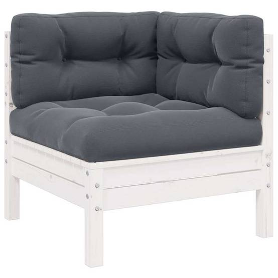 Vidaxl - Canapé d'angle de jardin avec coussins Blanc Bois de pin massif vidaXL 806629 - Image 1
