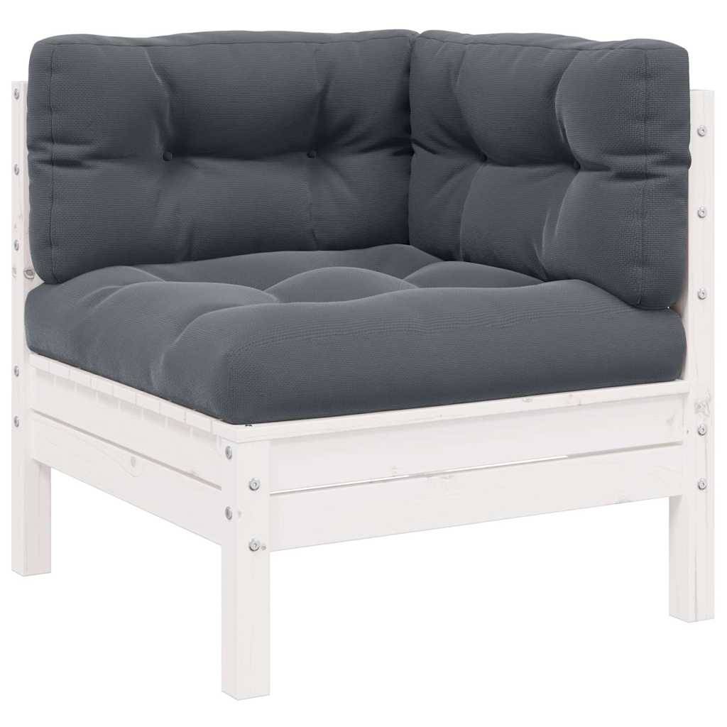 Vidaxl - Canapé d'angle de jardin avec coussins Blanc Bois de pin massif vidaXL 806629 - Image 1