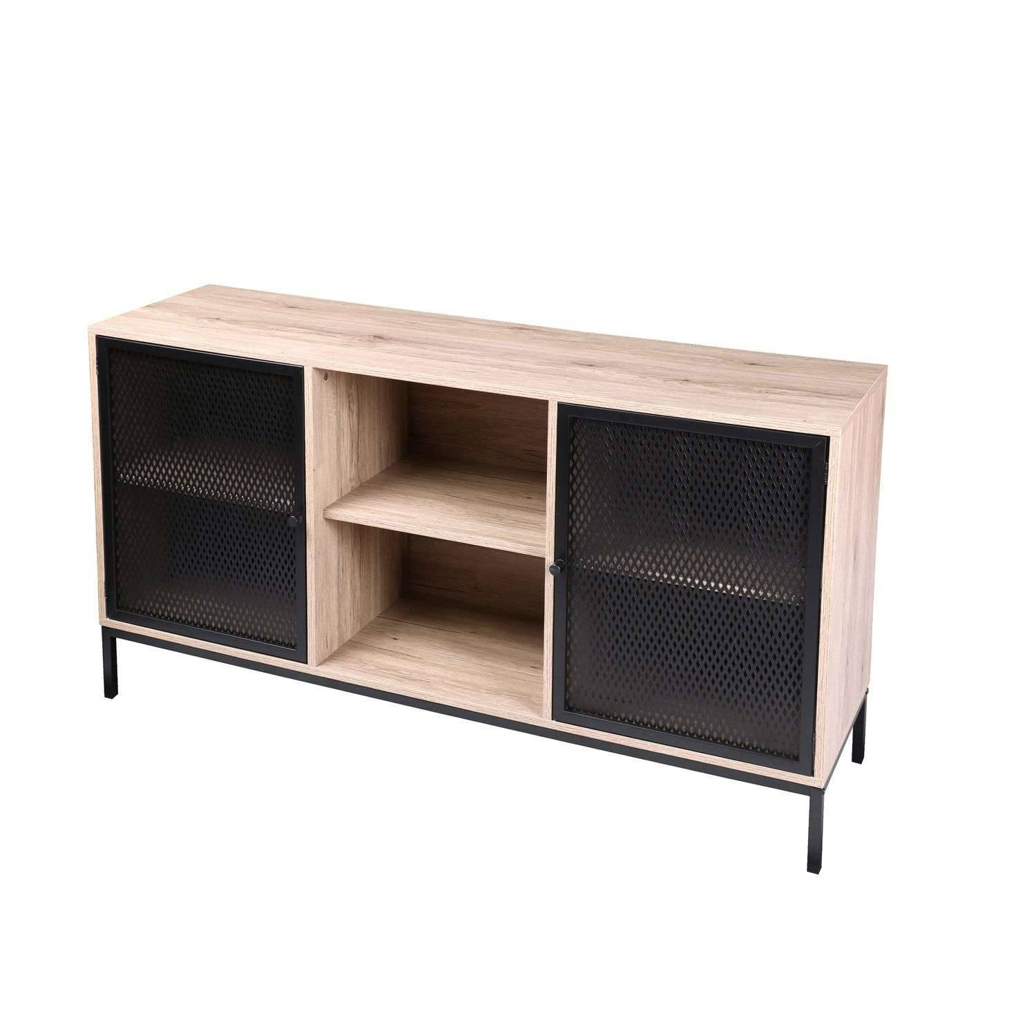 Buffet 2 portes Soho en bois et métal - Beige et noir - Urban Living - Image 1
