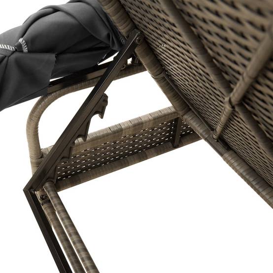 2 Lits de Soleil Auvent Intégré Résine Grise Table Basse Coussin Gris Foncé – ComfortXL Outdoor Living - Image 8