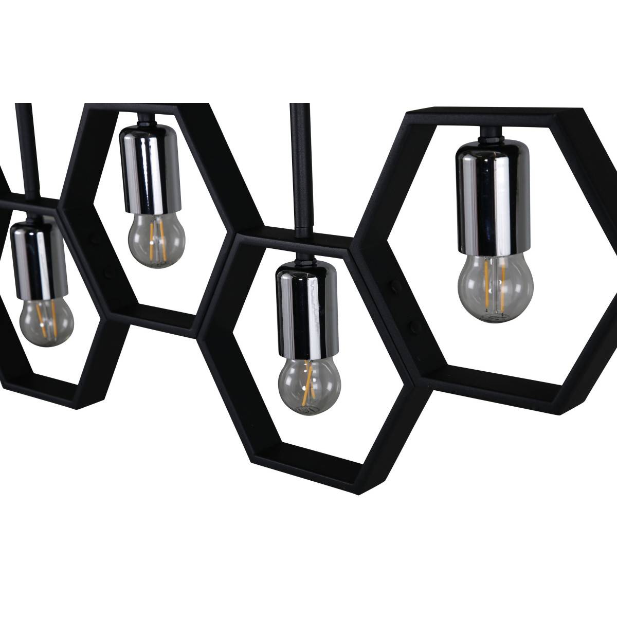 Lampe Suspension Design 5 Lampes "Queen B" 80cm Noir - Image 5