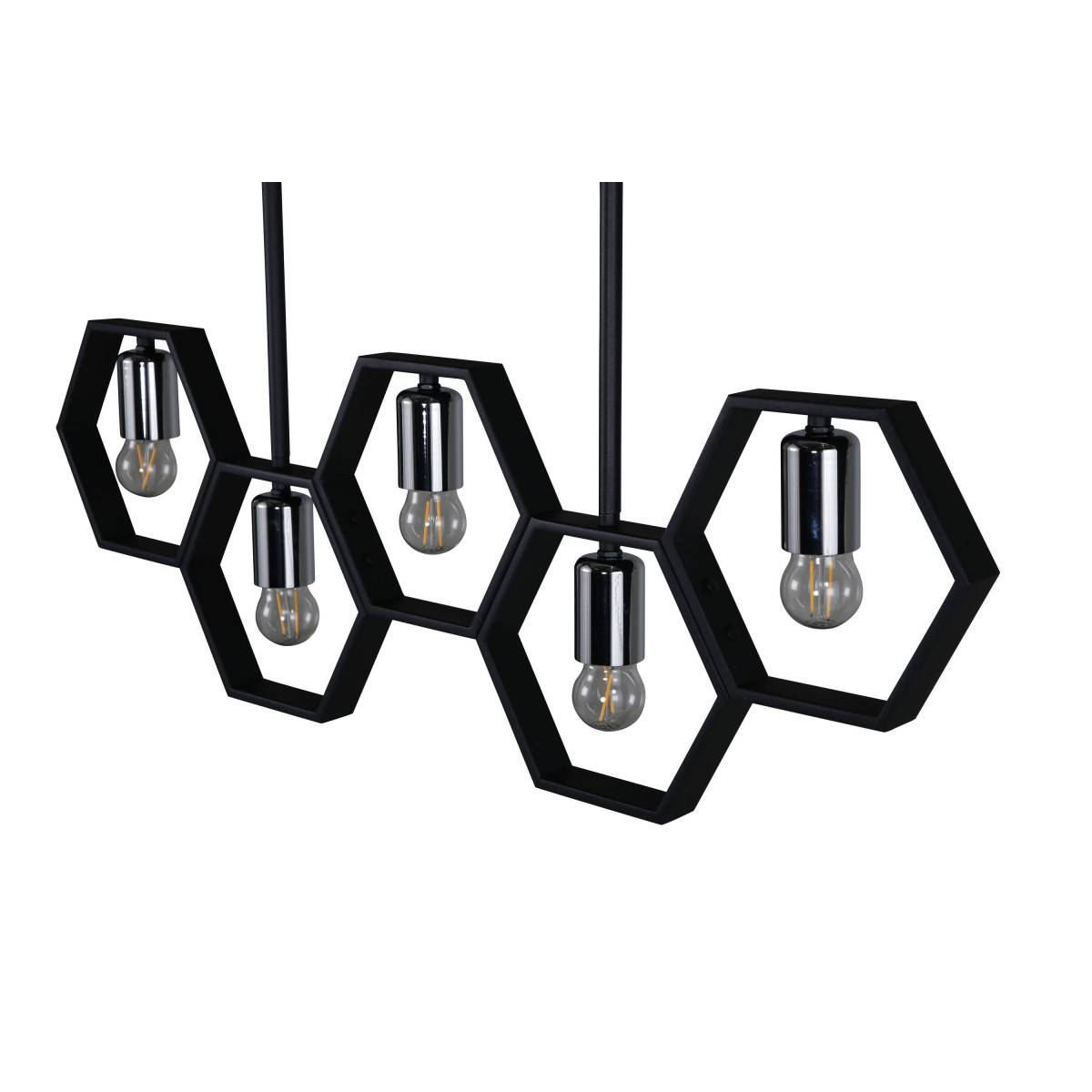 Lampe Suspension Design 5 Lampes "Queen B" 80cm Noir - Image 4