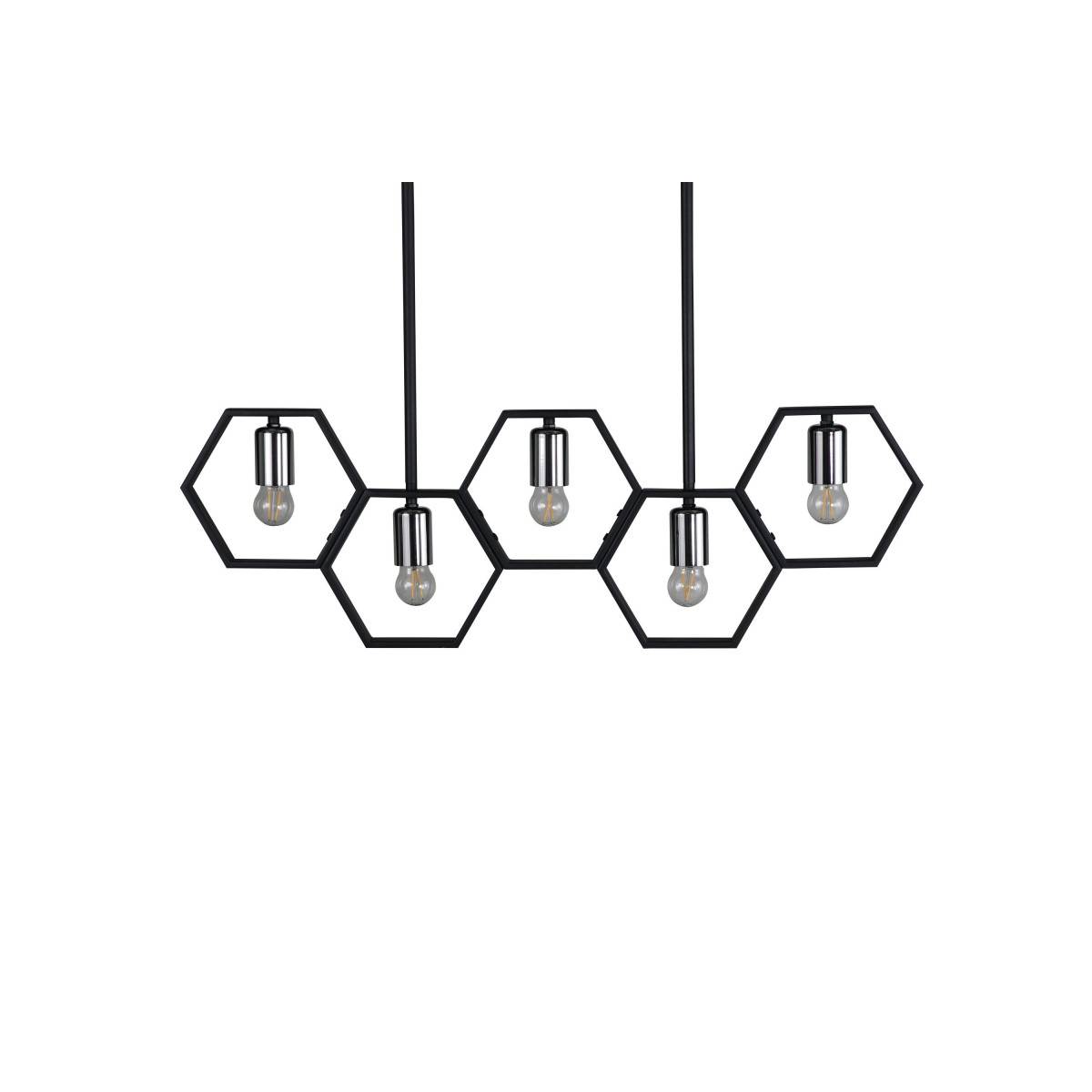 Lampe Suspension Design 5 Lampes "Queen B" 80cm Noir - Image 3