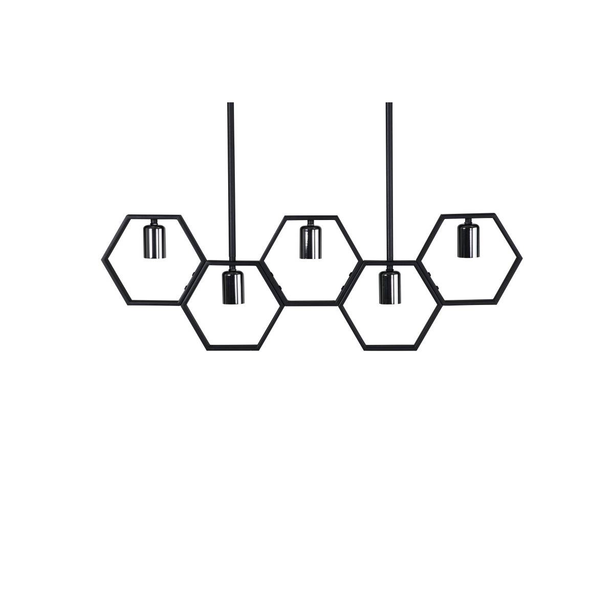 Lampe Suspension Design 5 Lampes "Queen B" 80cm Noir - Image 2