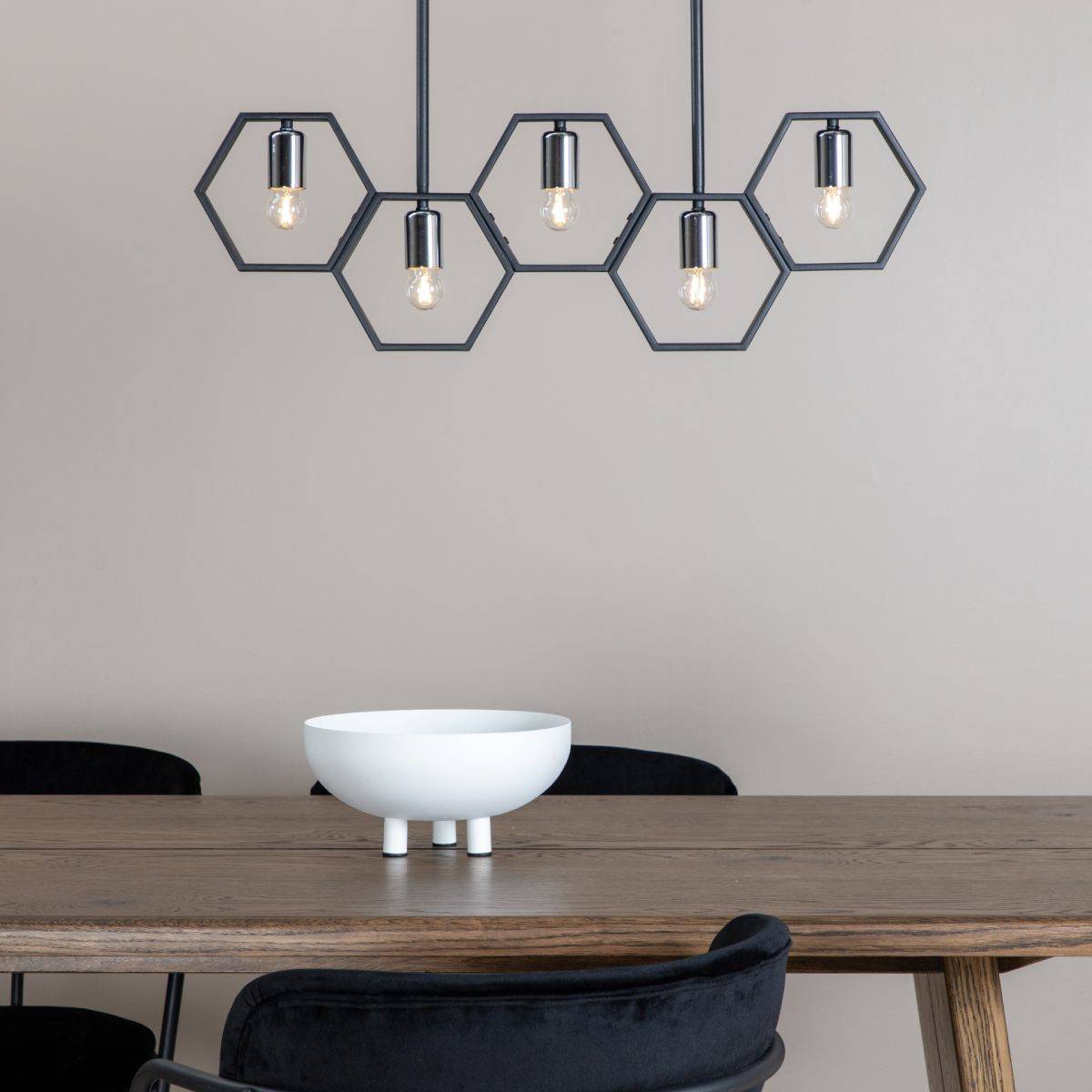 Lampe Suspension Design 5 Lampes "Queen B" 80cm Noir - Image 7
