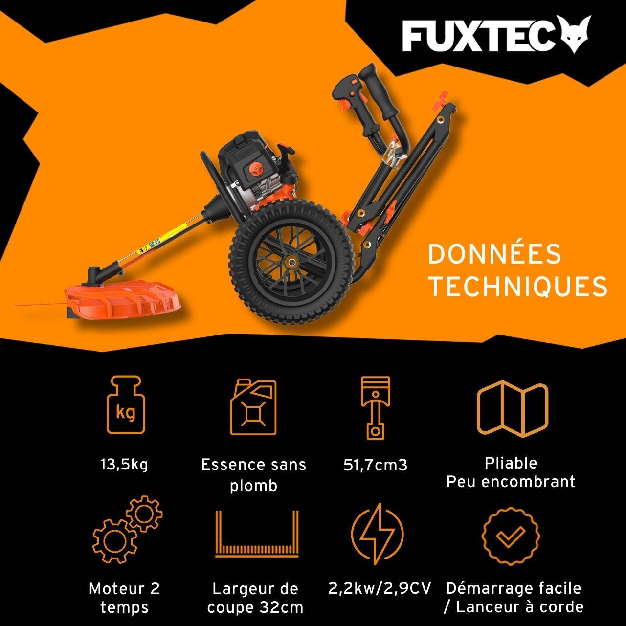 FUXTEC - Coupe bordure thermique à roues - FUXTEC FX-FSR152 -  52cm3 3CV - Image 3