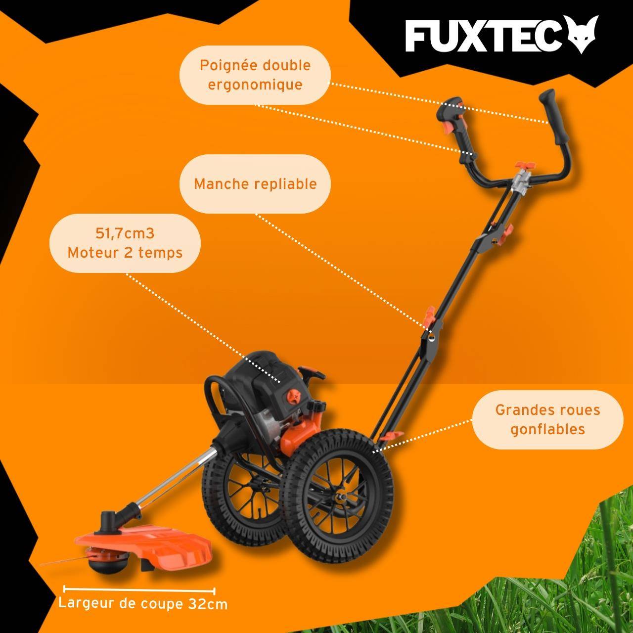 FUXTEC - Coupe bordure thermique à roues - FUXTEC FX-FSR152 - 52cm3 3CV - Image 6