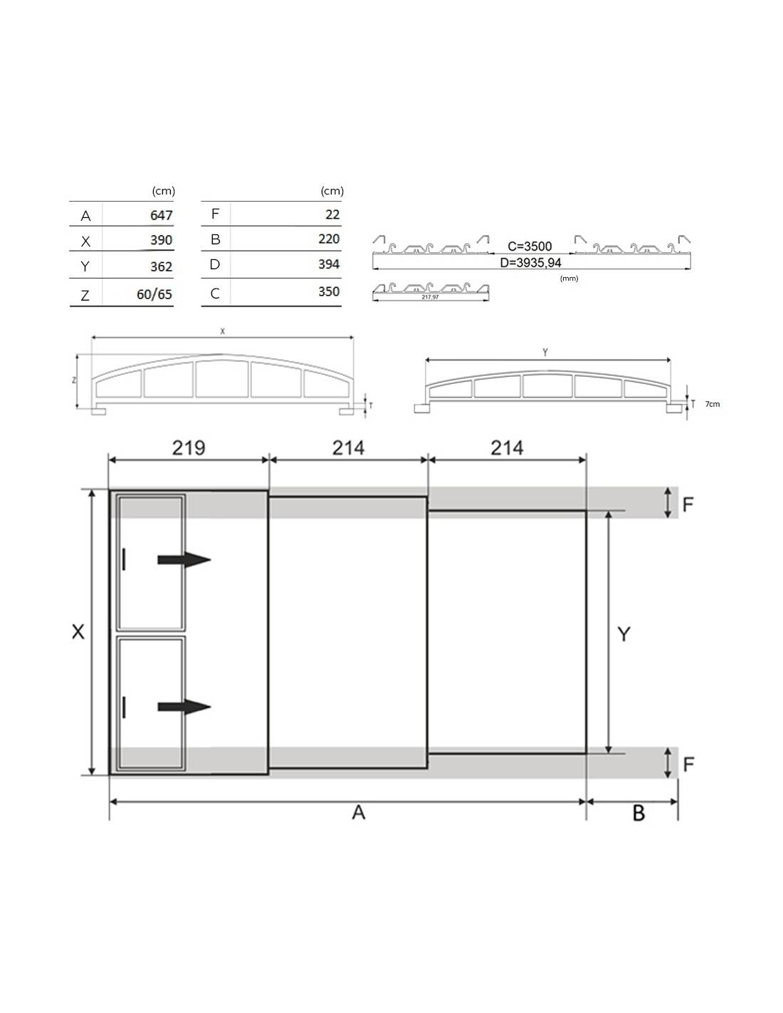 Altanka - Abri de piscine Skyline - 6,47x3,50 m - polycarbonate alvéolaire 8 mm - Couleur Ral7016 Graphite - ECO301 - Image 2