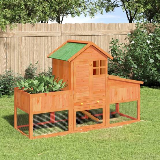 ComfortXL - Clapier à 2 étages en bois de pin avec enclos pour jardin marron – ComfortXL Outdoor Living - Image 1