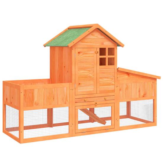 ComfortXL - Clapier à 2 étages en bois de pin avec enclos pour jardin marron – ComfortXL Outdoor Living - Image 2
