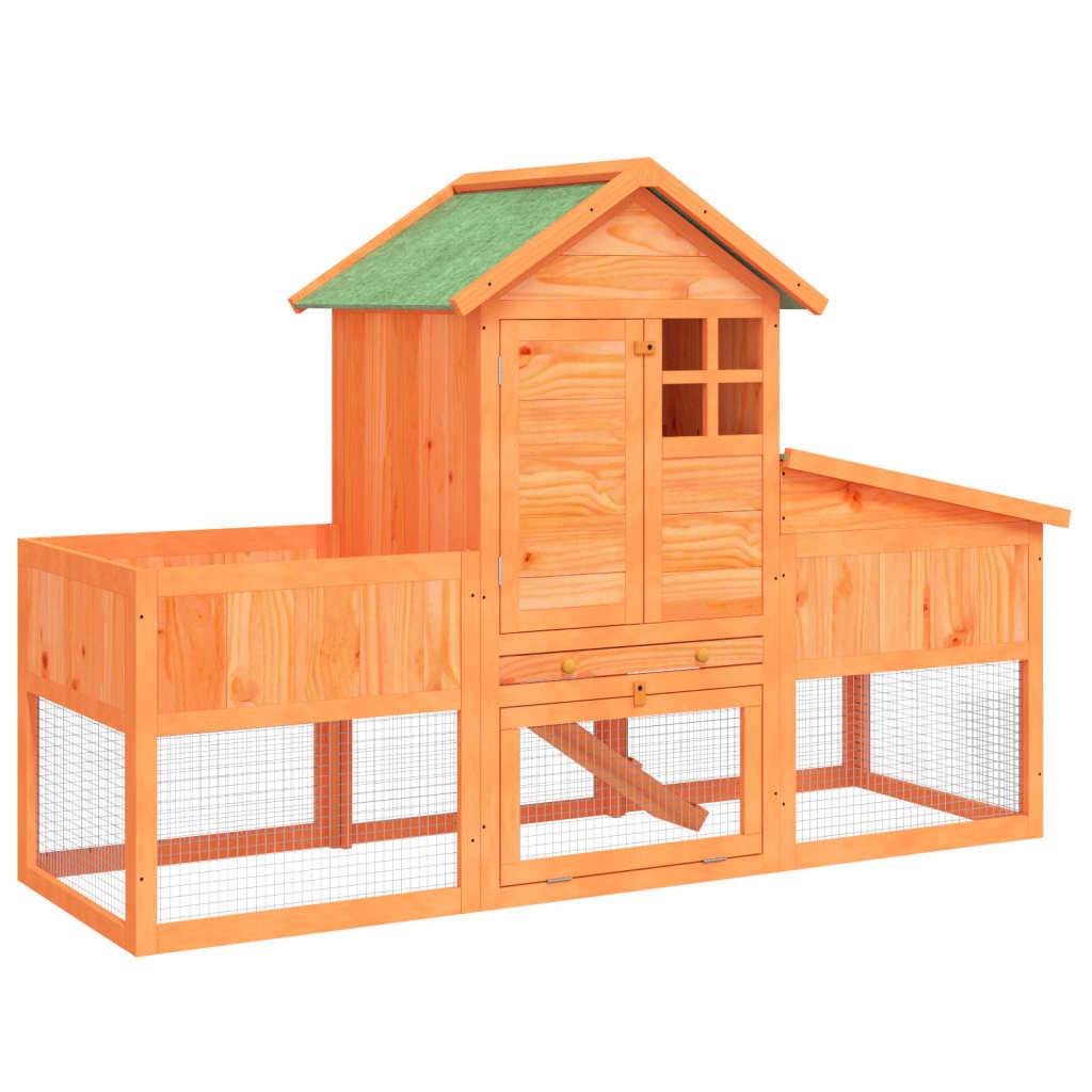 ComfortXL - Clapier à 2 étages en bois de pin avec enclos pour jardin marron – ComfortXL Outdoor Living - Image 2