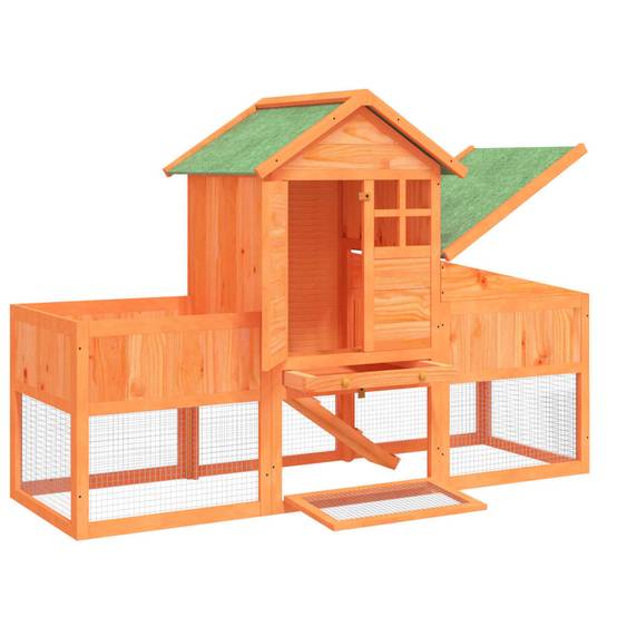 ComfortXL - Clapier à 2 étages en bois de pin avec enclos pour jardin marron – ComfortXL Outdoor Living - Image 5