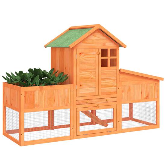 ComfortXL - Clapier à 2 étages en bois de pin avec enclos pour jardin marron – ComfortXL Outdoor Living - Image 3